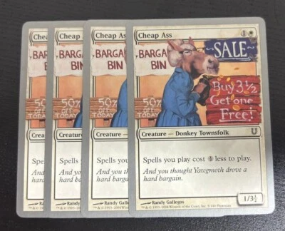 MTG 4X UNHINGED CHEAP ASS NM MAGIC THE GATHERING COMMON WHITE CREATURE - Image 1 of 4