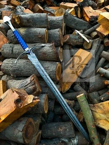Hand Forged Damascus Steel Viking Sword Sharp Battle Ready Medieval With Sheath - Picture 1 of 4