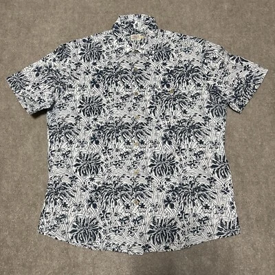 Faherty Men's Large Blue Floral Hawaiian Short Sleeve Pocket Button Shirt *READ - Image 1 of 4