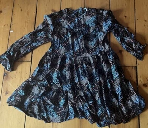 M&S Girls Floral Black Mix Dress: Age 9-10 Years. Great Condition - Picture 1 of 5