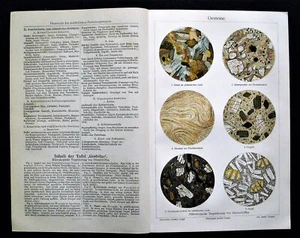 1902 Antike CHROMOLITHOGRAPHIE: ANSICHT VON KRISTALLEN UNTER DEM MIKROSKOP. VERSCHIEDENE TYPOLOGIEN.MEYERS. - Bild 1 von 1
