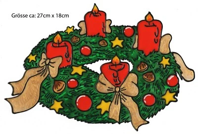 Window Color Bild Fensterbild Aufkleber  " Weihnachtskranz Rot oder Gold  378 " - Bild 1 von 2