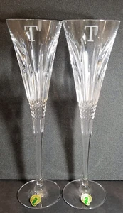 Waterford Lismore Diamante Flauta Par Bloque Monograma "T" # 40010948 Irlanda En Caja - Imagen 1 de 8