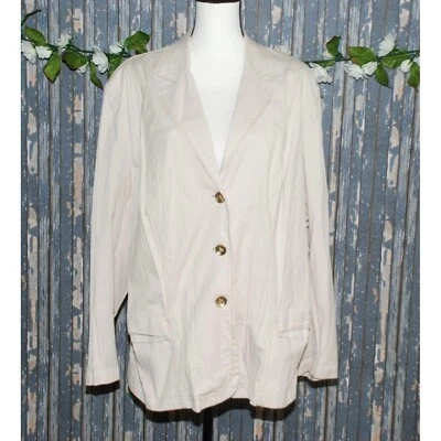 Chaqueta Blazer Tan Jay Para Mujer Plus 24W Marrón y Blanco Rayas Elastizada Carrera Foto 1 de 4
