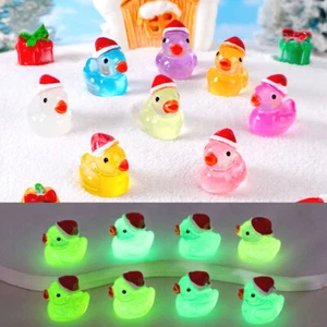 10 Stück Micro leuchtende Weihnachtsmütze Enten leuchten im Dunkeln Mini Figuren Deko - Bild 1 von 25