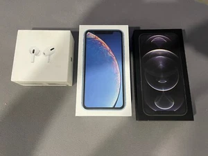 Zestaw 3 pustych pudełek na produkty Apple. iPhone Xr, 12 Pro Max, Air POD Pro. PUSTE - Zdjęcie 1 z 3
