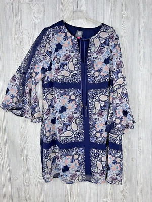 Vestido Vince Camuto Para Mujer 14W LS Multicolor Cambio Cuero Corbata Manga Ángel Foto 1 de 4