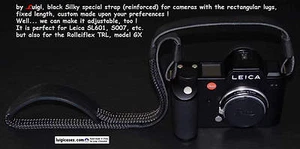 BRACELET SOYEUX LUIGI TOUT NOIR pour LEICA,NIKON,CANON, FUJI AVEC LES COSSES RECTANGULAIRES - Photo 1 sur 5