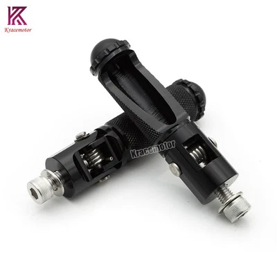 2x Universal CNC Motorcycle Foldable Footpegs Foot Peg Rest Rearset Racing Black Foto 1 de 4