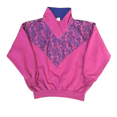 Dama Footlocker L Vintage Rosa Suéter Chaqueta Años 80 90 Abstracto Jazzercise Retro Foto 1 de 4