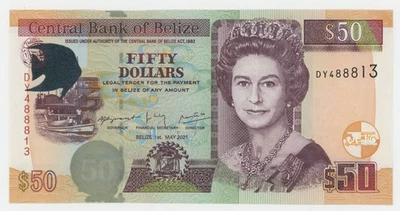 Billete de 50 dólares de Belice 1-5-2021 Pick 70 UNC sin circular Foto 1 de 2