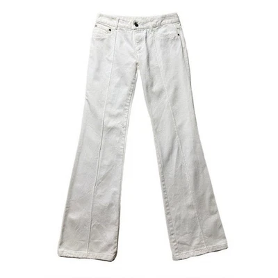Pantalones de mezclilla Alexander McQueen marfil blanco tiro bajo pierna bota 29 Foto 1 de 4