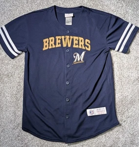 Milwaukee Brewers Tru Fan Prince Fielder MENS Blue Yellow Button Jersey SIZE L - Picture 1 of 4