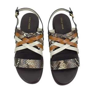 NEW Cole Haan Francie Slingback Flat Sandal Animal Print Women Size 6.5M - Picture 1 of 11