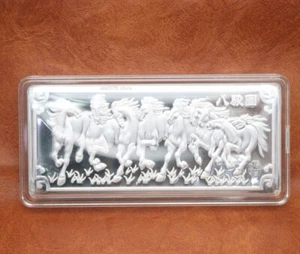Colección oblonga de plata pura 999 Fine Silver Invest Eight Horse Success/100 g - Imagen 1 de 4