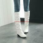 Women's Knee High Riding Motorcycle Boots Preppy Style Low heel Shoes new 