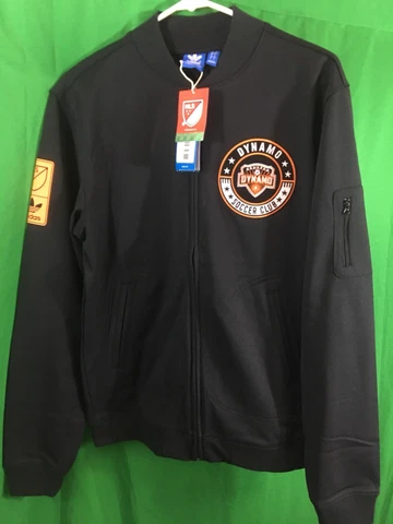 RARE NWT ADIDAS MLS HOUSTON DYNAMO ORIGINALS TRACK TOP FULL ZIP JACKET M BLACK Cover