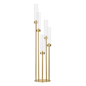 Tall 5 Arm Candle Holder For Wedding Table39.4'' Tall Candelabra With Acrylic La - Picture 1 of 9
