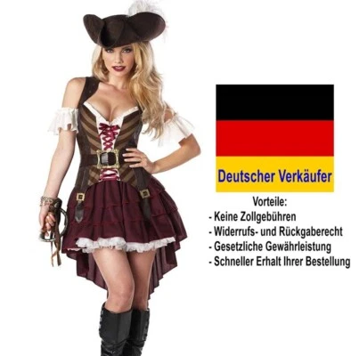 C24 - Damen Kostüm Sexy Pirat Piratin Piratenkostüm Freibeuterin Hut S-M 36 38