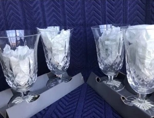 Waterford Crystal Lismore Iced Tea Stemmed Glass MINT Set of 4 w/ Original Box - Picture 1 of 8