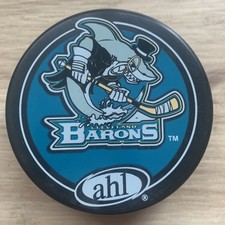 CLEVELAND BARONS AHL HOCKEY PUCK AMERICAN HOCKEY LEAGUE OFFICIAL VEGUM SHARKS