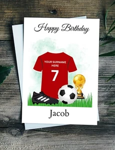 Geburtstagskarte personalisiertes Fußball-Thema A5 Größe handgefertigt - Bild 1 von 15