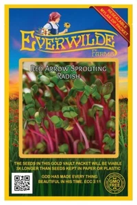 500 Red Arrow Sprouting Radish Seeds - Everwilde Farms Mylar Seed Packet - Picture 1 of 3
