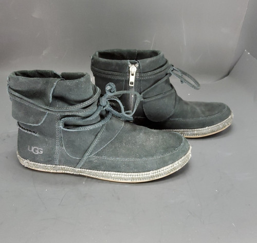 Stivaletto donna UGG Reid nero scamosciato cravatta avvolgente imbottito moc taglia 7