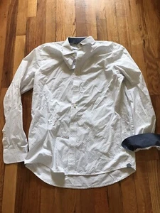 MICHAEL KORS Men’s Long Sleeve Slim Fit White Polka Dot Shirt Size S Preppy - Picture 1 of 8