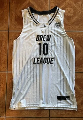 Camiseta Adidas Drew League 10 L preta branca LA Pro Am verão rara 2022 somente - Imagem 1 de 4