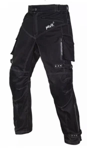 Mens Black Textile WATERPROOF CE ARMOURED Motorbike Motorcycle Trousers/Pants - Picture 1 of 5