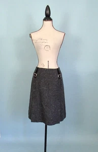 Size: 8 WILLI SMITH Gray Wool Pencil Skirt Buckle Detail Front Flap Womens - Picture 1 of 12