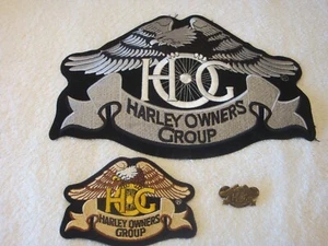 HOG Harley Owners Group Used Large Patch and Unused Small Patch and Pin - Picture 1 of 4