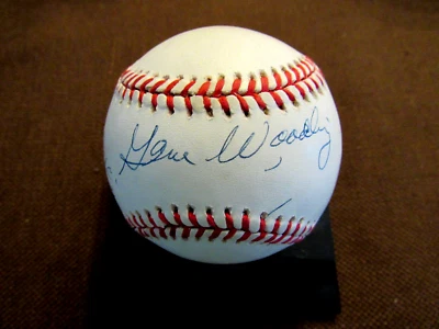 GENE WOODLING K.C. 49-53 NY YANKEES OF'ER FIRMADO AUTOMÁTICO VINTAGE OAL BÉISBOL JSA Foto 1 de 3