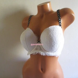 Victoria's Secret Dream Angels Lined Demi Bra 34DDD Ribbon Slot White Lace $65 - Picture 1 of 9