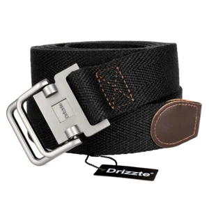 Cinturones de tela de lona grandes negros de anillo doble anillo de lona doble de 39-75"" pulgadas de largo para hombre talla grande - Imagen 1 de 17