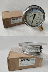 (LOT OF 2 PCS) ACUTEK PRESSURE GAUGE 0 to 6 BAR / 0 to 90 PSI | (NEW) - Picture 1 of 6
