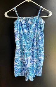 Lilly Pulitzer Romper Girls XL (12-14) Jaycee Oasis Shell Me You Love Me Bow - Picture 1 of 5