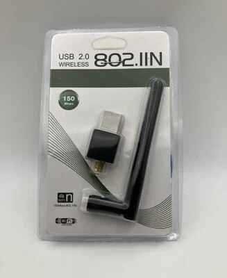 USB 2.0 WIRELESS 802.IIN W-Fi Network Dongle Adapter 150 Mbps Black - Image 1 of 2