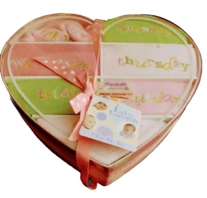 7 Day Bib Set In A Pink Heart Box With Ribbon Baby Essentials New With Tags - Picture 1 of 10