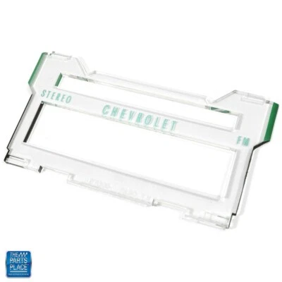 Lente de radio de 8 pistas AM FM 1969-70 Chevrolet Escritura verde y reflector de luz verde Foto 1 de 2