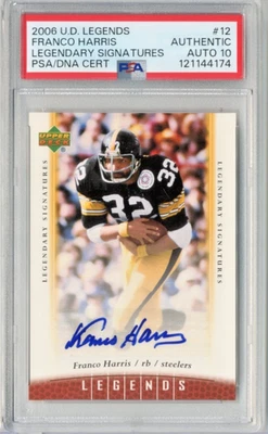 Franco Harris 2006 Upper Deck UD Legends #12 Autograph Steelers PSA 10 Auto - Image 1 of 2