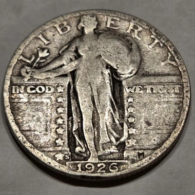 Cuarto de dólar Standing Liberty $ .25 1926-S buen estado Z2 Foto 1 de 2