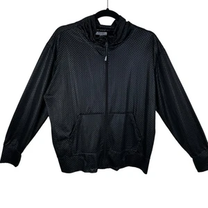 Nine West Active Black Full Zip Lightweight Sheer Athletic Jacket Pockets Size M - Picture 1 of 9