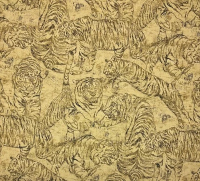 P KAUFMANN PROWL GOLD BEIGE BENGAL TIGER COTTON MULTIPURPOSE FABRIC BY YARD 54"W - Image 1 of 4