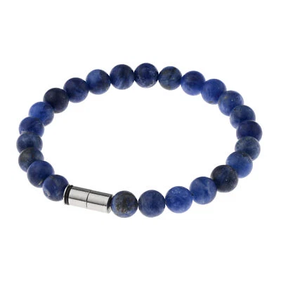 Ernstes Design Armreif Edelstahl A540 Sodalith Perlen 8 mm Armband edvita petit - Bild 1 von 3