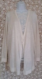 LOFT Strickjacke M creme kaskadierend vorne offen Ramie Viskose Strand leicht Neu mit Etikett - Bild 1 von 7