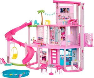Dreamhouse, Pool Party Doll House with 75+ Pieces and 3-Story Slide, House Play - Picture 1 of 12