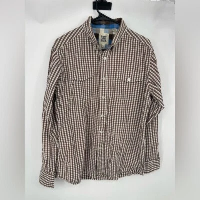 Hey platinum and cloth men’s size large button, down sleeve shirt, checker Brown - Image 1 of 4