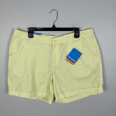 Columbia Womens PFG Super Bonehead II Fishing Shorts Yellow Polka Dot Sz 16 Long - Изображение 1 из 4